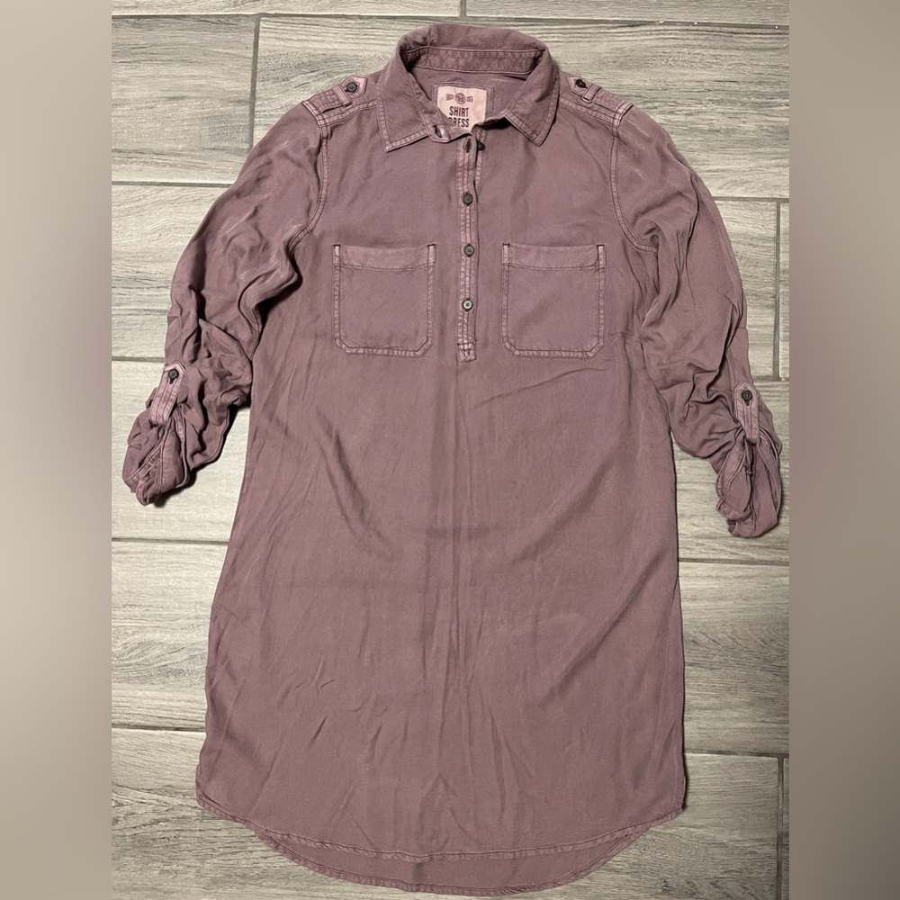 SO Women’s Small Pink Utility Relaxed Long Sleeves Pullover Soft Shirt Dress